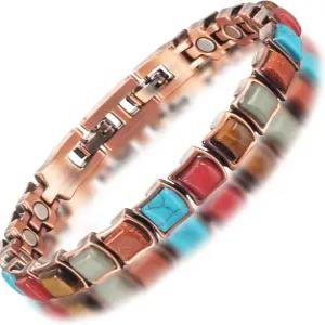 여성용 에너마기X 구리 팔찌 순수 구리와 컬러 터쿼이즈 3500 가우스 자석 패션 주얼리 (FUTI-1 )