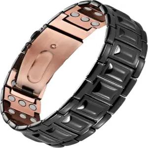 남성용 제카노리 퓨어 구리 팔찌 3800 가우스 자석이 있는 3배 강도의 마그네틱 프리미엄 접이식 걸쇠가