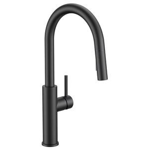 [미국배송] 풀다운 스프레이어가 장착된 강력한 주방 수도꼭지 클래식 매트 블랙 싱글 핸들 하이 아크 스테인리스 스틸 싱크대 RV 바 농가 세탁소 야외용 1개 또는 3개의 홀 데크 마운트
