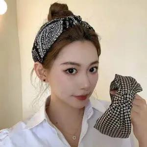 [골드스마일]여름용 린넨 헤어밴드 패턴 꼬임 와이드 머리띠 데일리 스타일