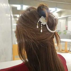 [골드스마일]진주 큐빅 나비 모티브 플라워 헤어핀 올림머리 장식핀