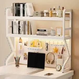 책상 세트) 상부책장 이중/흰색 프레임+흰색/50cm(14종 정리대