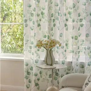 앵화안개블루 빈티지 린넨 자수 나비 커튼 꽃무늬 암막 레일형