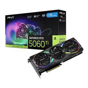 PNY NVIDIA GeForce RTX 5060 Ti 에픽-X OC 트리플 팬, 그래픽 카드 16GB GDDR7, 128비트, 부스트 속도 2692MHz, SFF-Ready, PCIe 5 0, HDMI /DP 2 1, 2슬롯, 블랙웰 아키텍처, DLSS