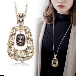 화려한 실버 샹들리에 긴 큰 롱 패션 목걸이 박스증정