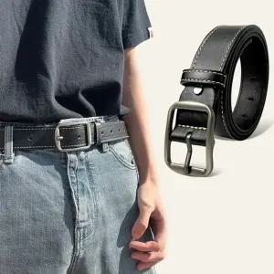 남성 여성 기본 스티치 디자인 청바지 바지 블랙 벨트 (KYR-WCC1EE0)