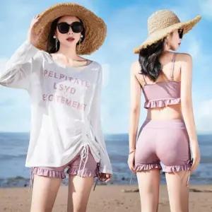 모노키니 수영복 커버업 3피스 세트