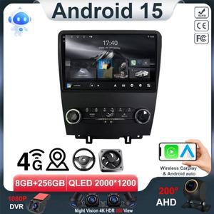안드로이드 15 카 DVD GPS 네비게이션 포드 머스탱 2010-2014 자동차 멀티미디어 플레이어 QLED 스크린 블