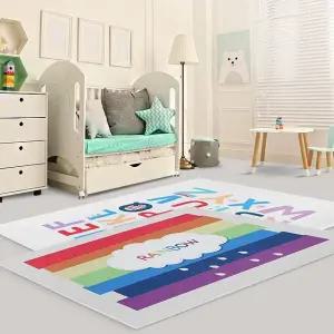 무지개 프린팅 아이방 극세사 카페트 매트