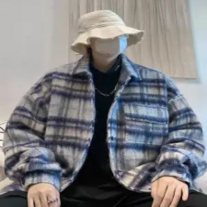 룽나루 남성 모직 빈티지 캐주얼 가을 칼라 점퍼 다운 코트 자켓 HO3