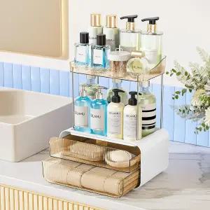 델라무 욕실 카운터 오거나이저 2-드로잉 2단 아크릴 메이크업 오거나이저는 베니티 카운터탑 스킨케어