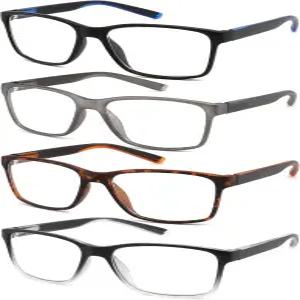 남성용 블루 라이트 차단 독서 안경 스프링 힌지 눈부심 방지/눈가 변형 필터 UV 광선 경량 리더 +1.0