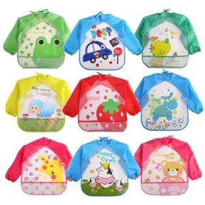 배색소매 아동 긴팔 포켓 방수턱받이 9종 303533