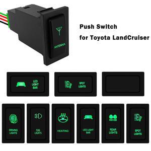 그린 라이트 자동차 푸시 스위치 12V 24V ON OFF 버튼 안테나 스팟 안개 후미등 도요타 랜드크루저 80 프라
