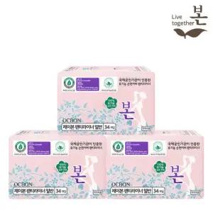 유기농 순면 유기농본 울트라슬림 생리대 팬티라이너 34P 3팩
