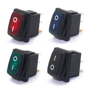 10개 KCD1 방수 10A 5V 12V 24V 220V 라이트 버튼 스위치 로커 빨강 파랑 램프 SPST ON OFF 자동차 대시보
