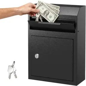 POCHAR 금속 벽걸이 잠금 보증금 드롭 박스 안전 - 열쇠 임대료 수표 돈 우편 봉투용 헤비 듀티