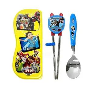 헬로카봇 15 스푼 양손 교정젓가락 케이스 세트 사무용품 15 양손 교정젓가락