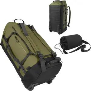 Vrtisa 85L 29인치 접이식 롤링 백팩 바퀴 달린 부드러운 측면 여행용 더플백 별도의 신발 수납 공간 풀