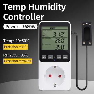 디지털 온도 습도 컨트롤러 가정용 조절기 NTC 센서 제어 소켓 EU UK US FR 플러그