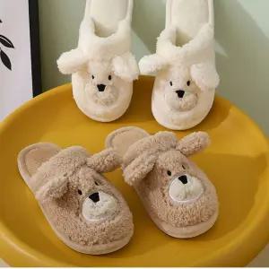 [제이프로젝]88_81 멍멍이 캐릭터 털실내화 여성슬리퍼 거실 털신 털신발 겨울슬리퍼 사무실슬리퍼 방한실