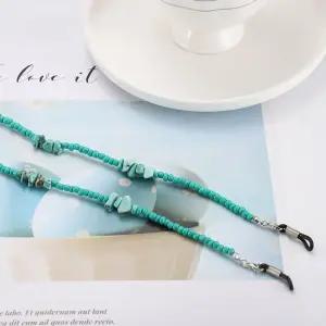 [모두모아]천연원석 터키석 6mm 코발트 비즈 안경줄 목걸이겸용 마스크걸이 체인안경줄 안경스트랩 목걸이