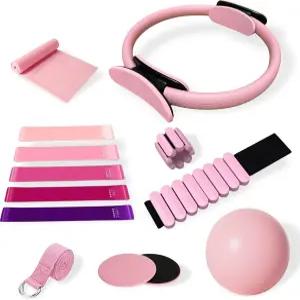 가정용 운동용 VNYEOZ 필라테스 장비 키트 링 및 볼 세트 코어 슬라이더 조절 가능한 발목 손목 무게 운동