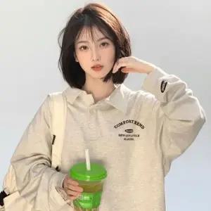 [옷자락]여자 데일리룩 루즈핏 카라 맨투맨