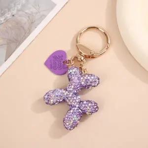 프리미엄 반짝이 강아지 키링 가죽 키홀더 열쇠 장식