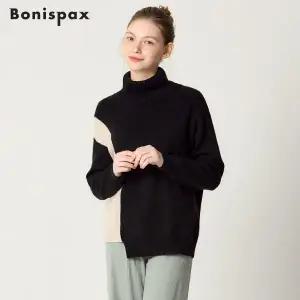 보니스팍스 사이드 케이블 배색 하이넥 니트1106167