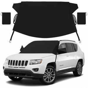 얼음과 눈을 위한 앞유리 커버 | 자동차, SUV, 밴, 트럭용 내구성이 뛰어난 600D 옥스포드 원단 프로스트 사이드 미러 커버가 있는 창문 겨울 방수 보호 74x43인치)