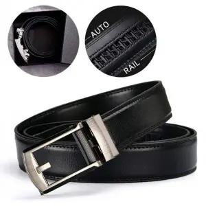 남성용 소가죽 자동 잠금 벨트 정장 캐주얼 허리띠 포함