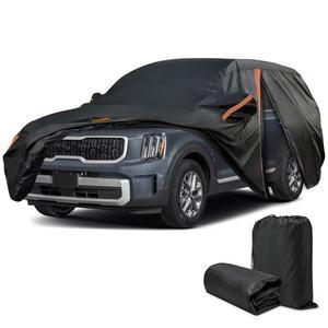기아 텔루라이드 2019-2025용 자동차 커버, SUV 풀카 커버 자동차용 방수, 야외 태양열 자외선 눈먼지 차단, 운전석 도어 지퍼 및 반사 스트립이 있는 맞춤형 피팅