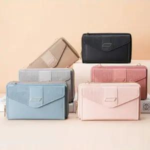 2단 지퍼 크로스 스트랩 여성 지갑 장지갑 핸드폰지갑 지갑크로스백 지갑가방 가방형지갑