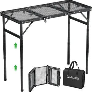 갈렌 접이식 그릴 테이블 3개의 조절 가능한 높이 휴대용 피크닉 내열성 메쉬 데스크탑 야외용 경량