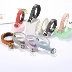 슬림 디자인 링 장식 허리벨트 여성 얇은 가죽끈 벨트