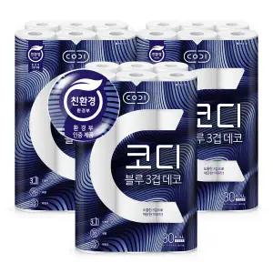 코디블루 3겹 데코 화장지 27m 30롤 3개