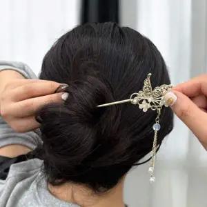 한복비녀 진주꽃 나비