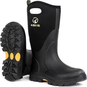 남성용 칼칼 고무 부츠 방수 단열 레인 네오프렌 통기성 머드 야외 미끄럼 방지 남성 작업용 파밍 헌팅