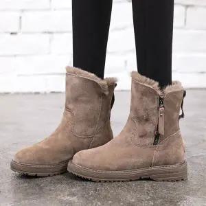 [굿쇼핑몰]2컬러 스웨이드 털안감 퍼 부츠 3cm