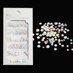 네일아트 얼음 유리 파스텔컬러 믹스 원형 플렛 스톤