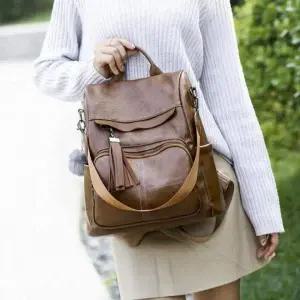 [셀러에이드]가죽 소재 여성용 일상용 백팩 데일리 캐주얼 가방