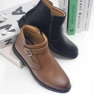 남성용 소가죽 버클 디테일 클래식 정장 워커 부츠