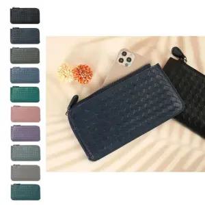 FC63 위빙 양가죽 슬림 지퍼 장지갑 여성 베이직 지갑 여성장지갑 지폐지갑 얇은지갑