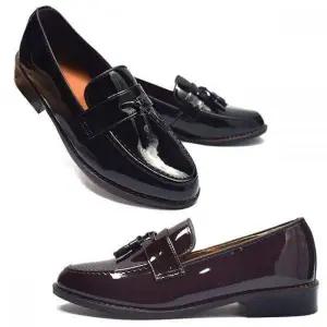 남성용 에나멜 가죽 로퍼 심플 정장 구두 단화 스타일 3.5cm