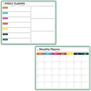 냉장고용 마그네틱 월간 플래너 - 드라이 이레이즈 보드 새로운 나노 기술로 얼룩을 멈춥니다 11x14