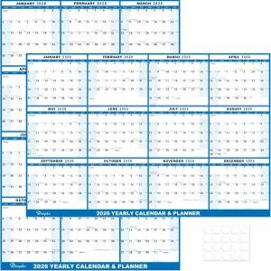 24인치 x 36인치 2026년 월 캘린더 접힌 습식 및 건식 지우기 12개월 연간 적층 리버서블 가로/세로 플래너