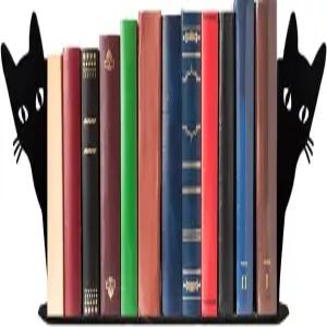 책 끝 미끄럼 방지 바닥 귀여운 책장 장식이 있는 선반용 블랙 캣 메탈 북 장식용 오브제 독특한