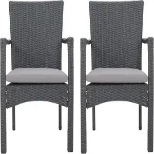 크리스토퍼 나이트 홈 코르시카 야외 위커 다이닝 의자 쿠션 포함 2개 세트 그레이