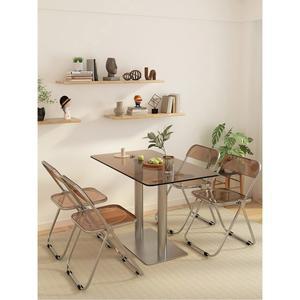 카페 테이블 세트 강화 사각 옥상 야외 유리 체어 펜션 투명 테라스 정원 식탁 의자